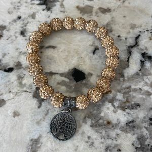 Beaded Stretch Bracelet with Tree Charm